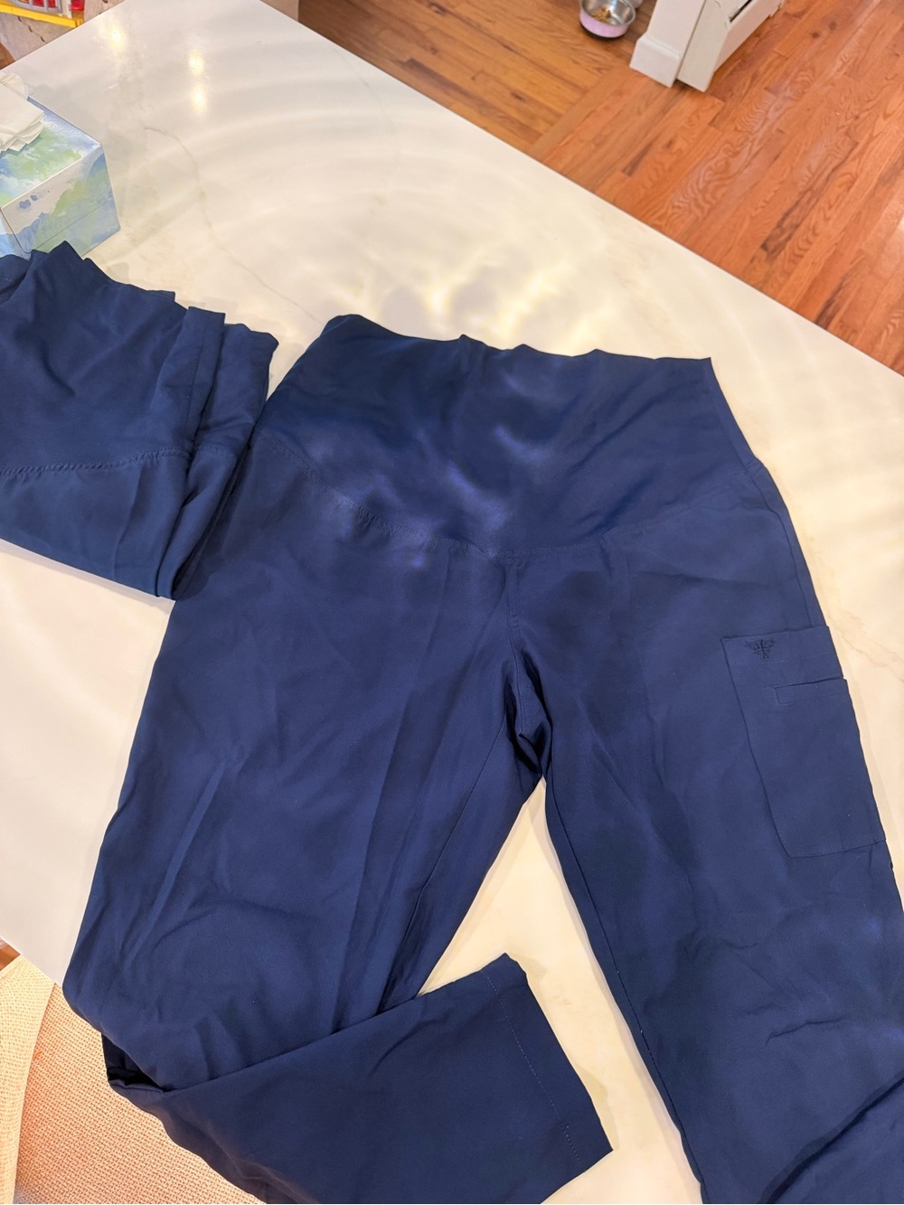 Navy Women's High-Waist Scrub Pants - med couture maternity